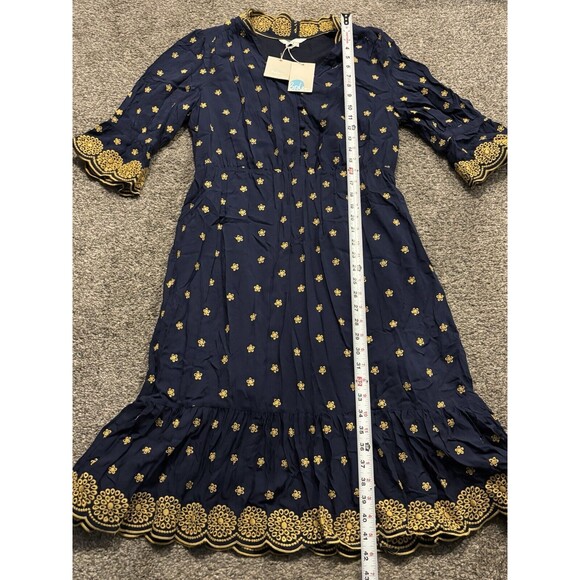 Boden Bronwen Broderie Embroidered Midi Dress in Navy and Yellow Size US 10R NWT - Picture 4 of 11